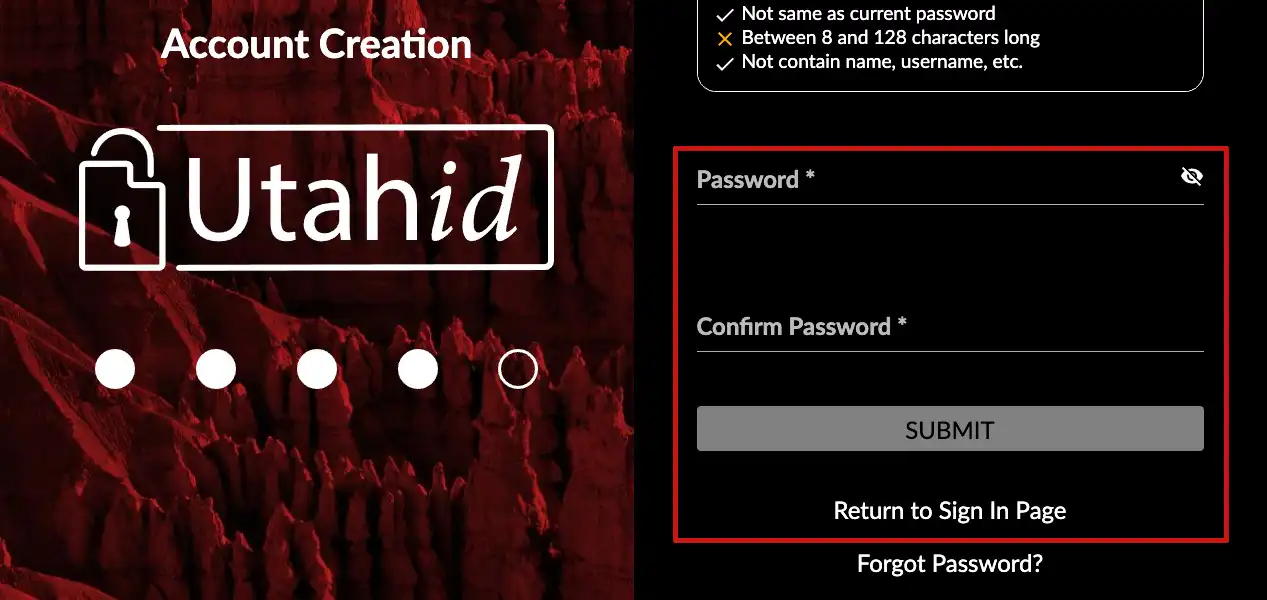 Account Creation Visual Helps