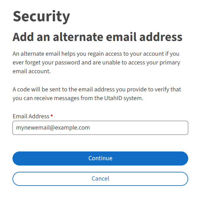 Add alternate email address visual aid