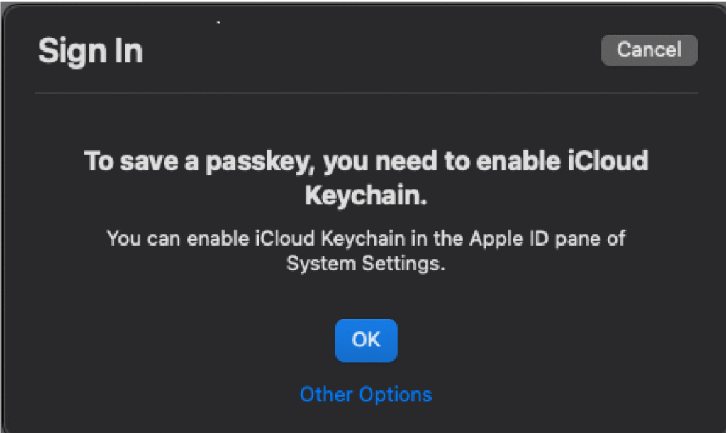 Visual aid for save passkey on Mac OS