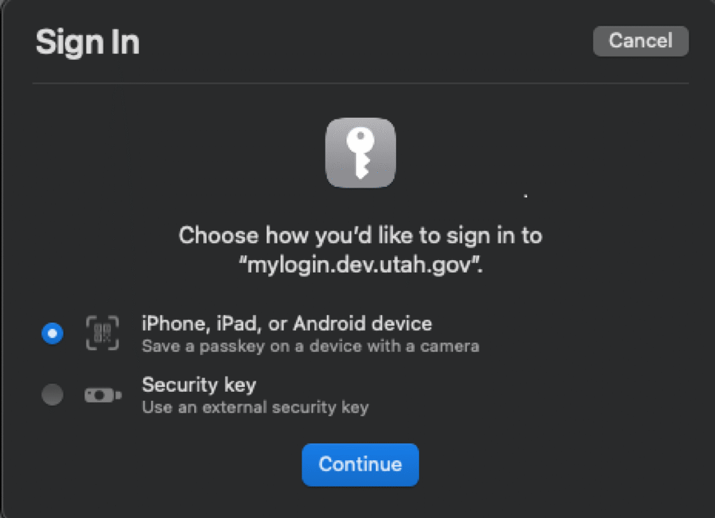 Visual aid for Apple signin
