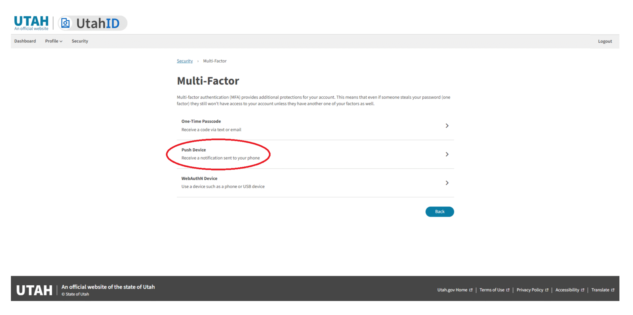 Visual aid for click push device