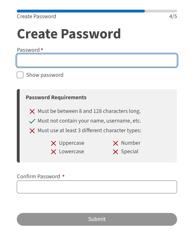 Create password visual aid