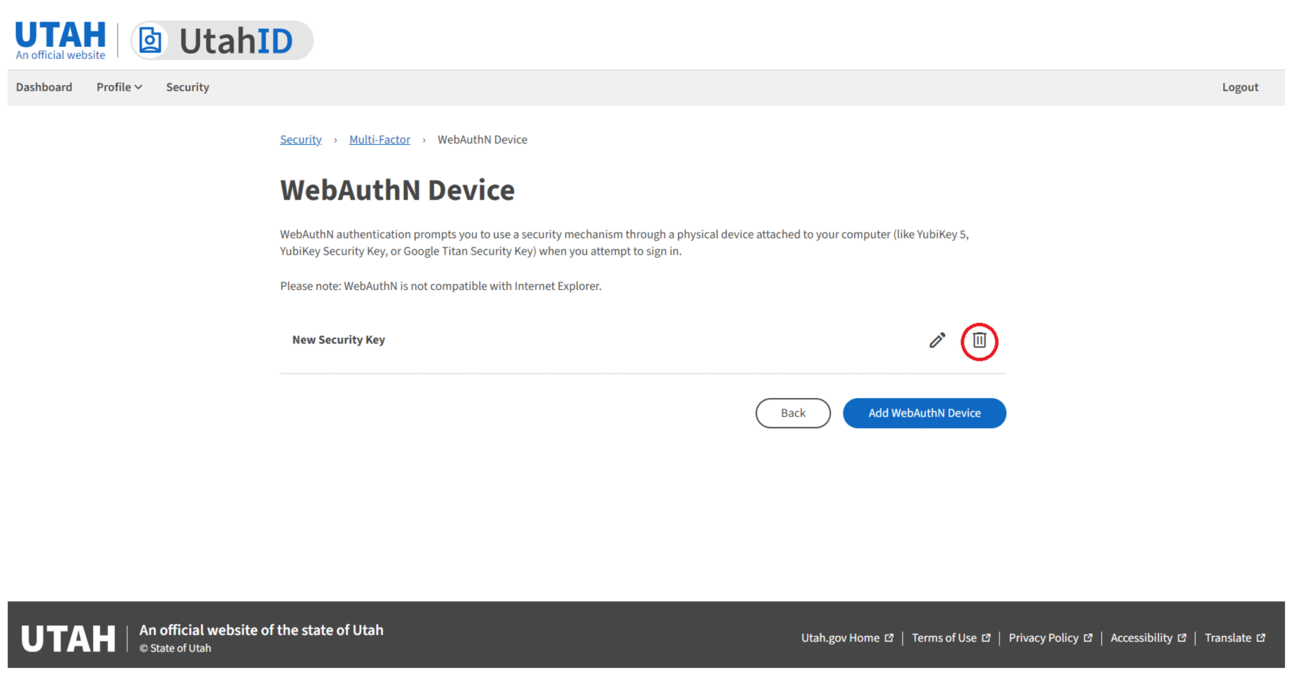 Visual aid for deleing your device
