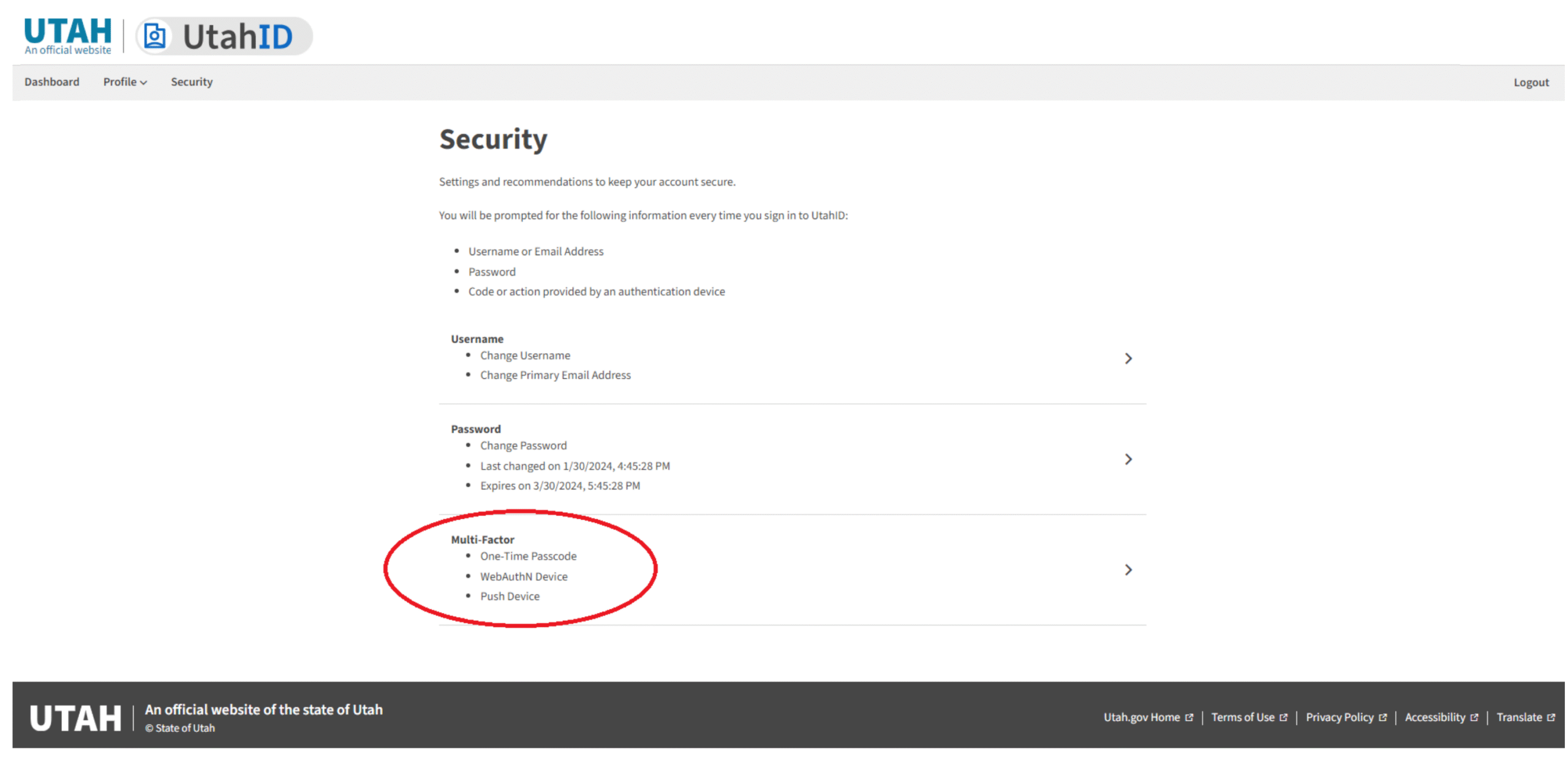 Visual aid for multi-factor
