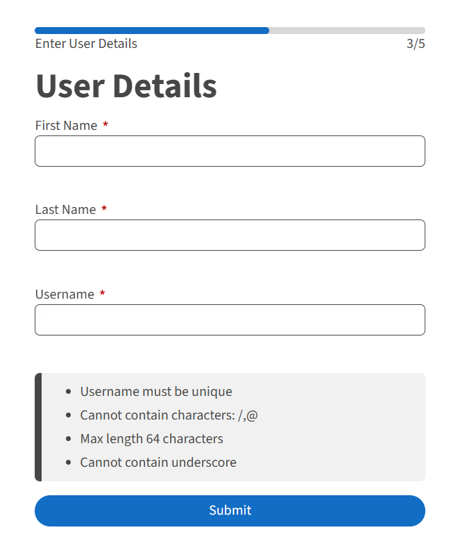 Enter user details visual aid