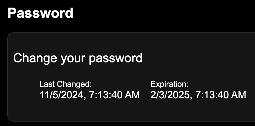 Change Your Password Screenshot