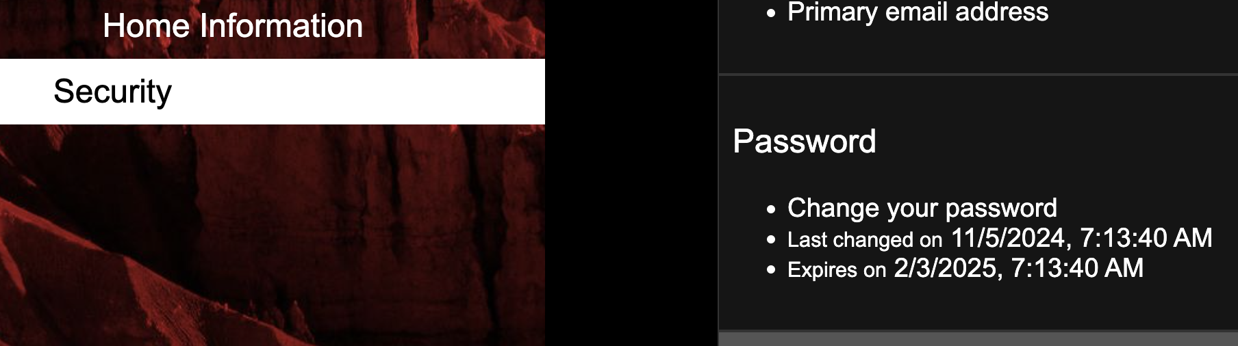 Security and Password Portal Screenshot