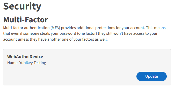 MFA WebAuthN Device Update