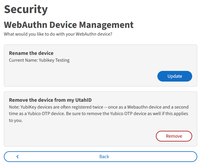 WebAuthn Device Management