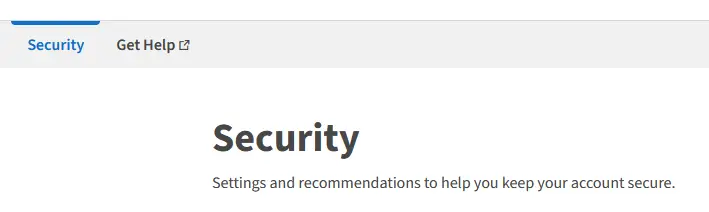 Security menu item